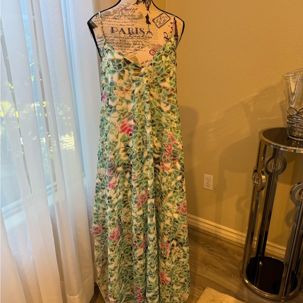 Lovers + Friends Green and Green Floral Maxi Dress